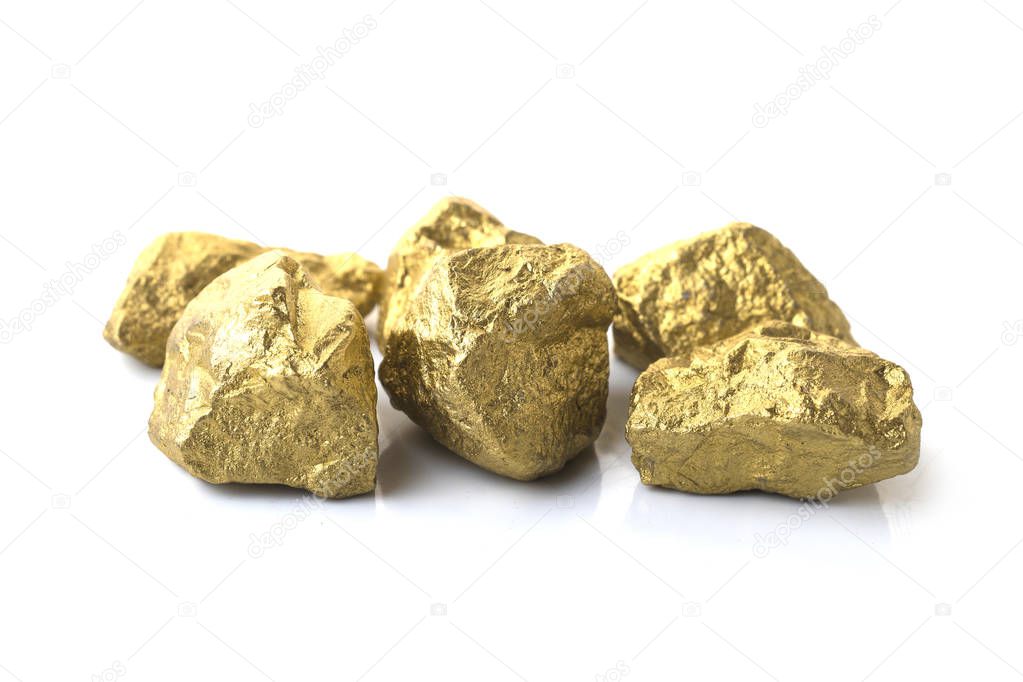 Chunks of gold isolated on white background