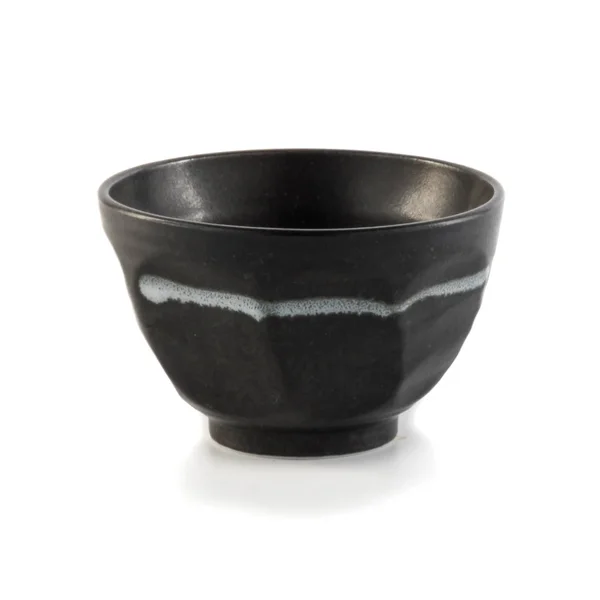 Single Black Ceramic Bowl White Background — Stock Photo, Image