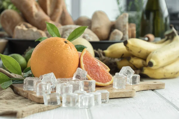 Oranges Different Fruits Table Clean Eating Concept — Stock Photo, Image