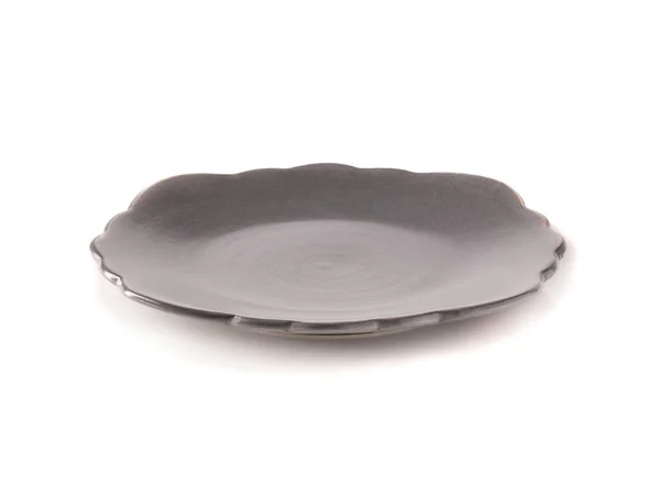 Grey Simple Ceramic Plate White Background — Stock Photo, Image