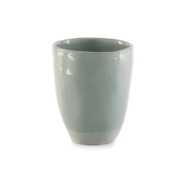 Leere Hellgraue Tasse Kaffee Oder Becher Auf Weißem Hintergrund — Stockfoto
