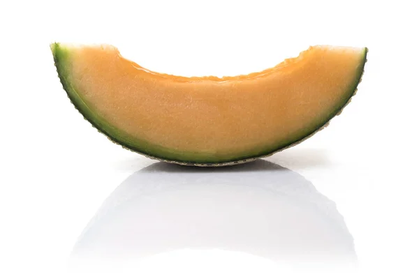 Scheibe Cantaloupe Melone Isoliert Auf Weißem Hintergrund — Stockfoto