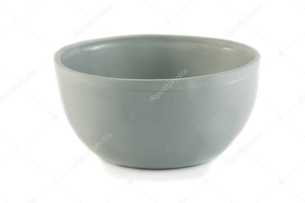 Grey bowl isolated on white background.