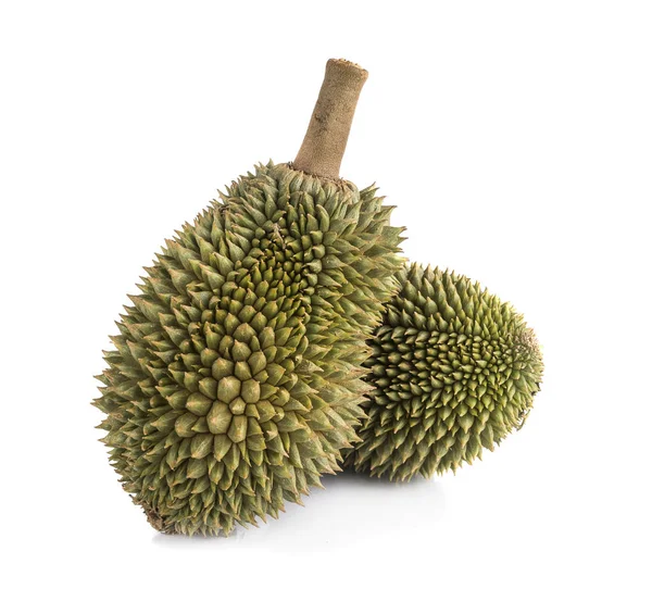 Rey Frutas Dos Durians Sobre Fondo Blanco —  Fotos de Stock