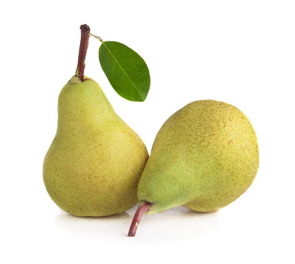Close View Two Pears Isolated White Background — Stock Photo, Image