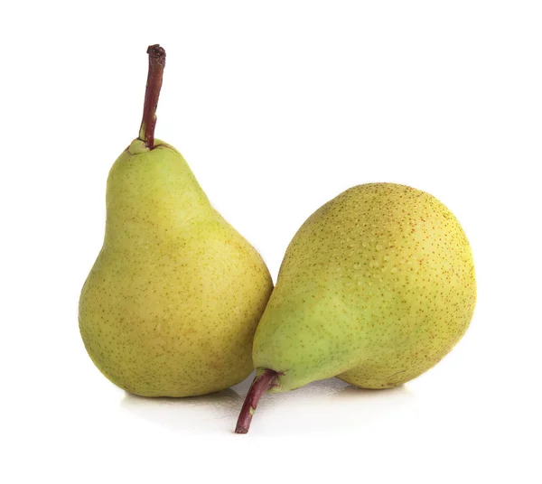 Close View Two Pears Isolated White Background — Stock Photo, Image