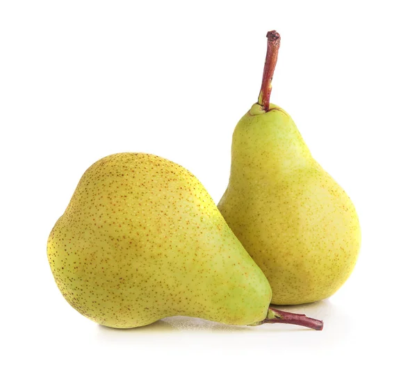 Close View Two Pears Isolated White Background — Stock Photo, Image