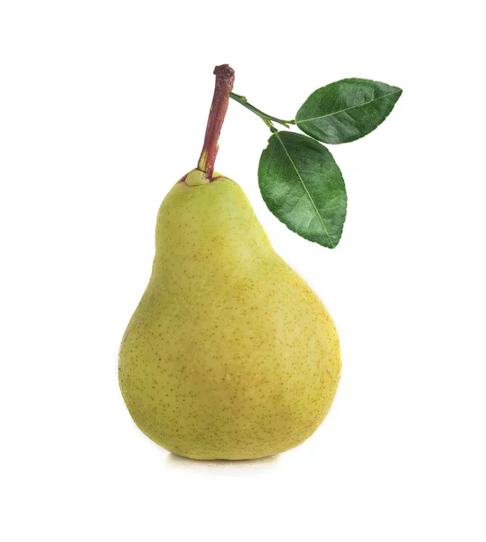 Pear Two Leaves Isolated White Background — Stock Photo, Image