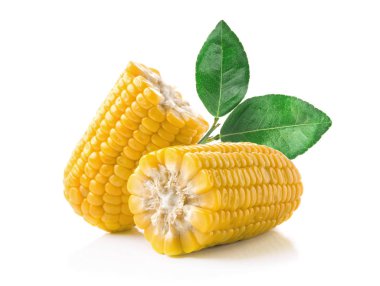 Beyaz arkaplanda izole edilmiş tatlı mısır