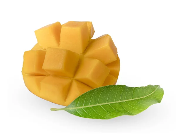 Closeup Sliced Mango Fruit White Background — Stock Photo, Image