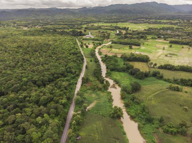 Tayland Dağı'nda Mısır Sanayi. Uçağı hava fotoğrafı.