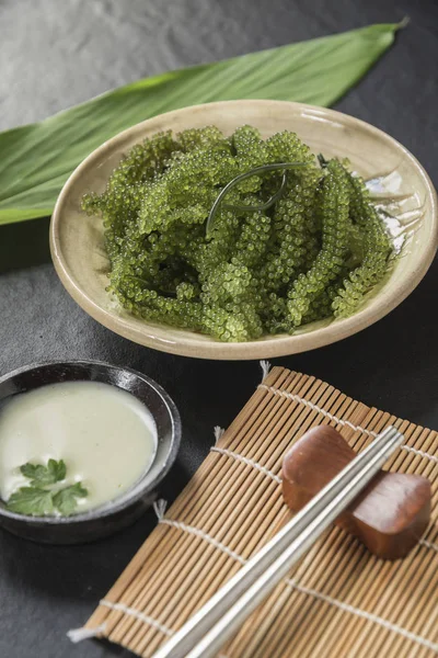 Umi Budou Seaweed Green Caviar Healthy Sea Food Sea Grapes — Stock Photo, Image