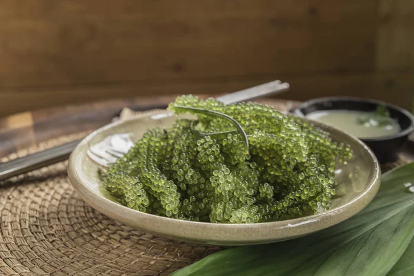 Umi Budou Algas Marinas Caviar Verde Comida Marina Saludable Uvas —  Fotos de Stock