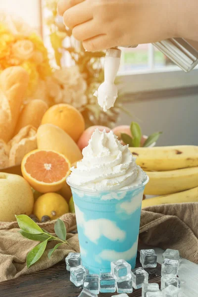 Mint Smoothies Mint Smoothies Whip Cream Dessert Made Mint Smoothie — Stock Photo, Image
