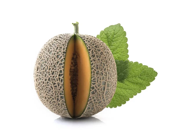 Kantaloupe Melon Isolerad Vit Bakgrund — Stockfoto