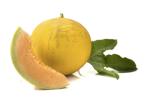 Cantaloupe Melon Slice Isolated White Background Stock Image