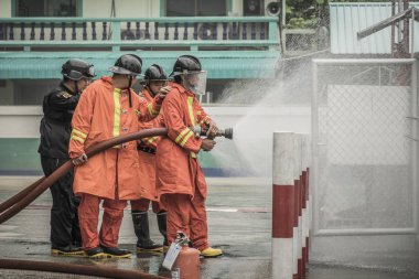 Lampang Tayland 30 Ağustos 2018, Eğitim ve uygulama yangın preve