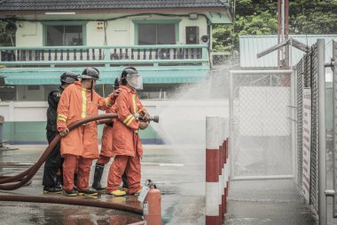 Lampang Tayland 30 Ağustos 2018, Eğitim ve uygulama yangın preve