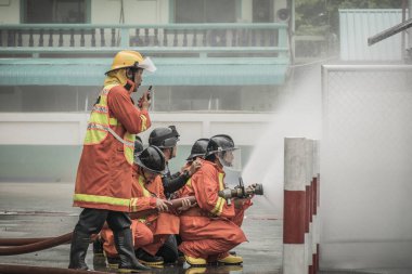 Lampang Tayland 30 Ağustos 2018, Eğitim ve uygulama yangın preve