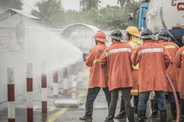 Lampang Tayland 30 Ağustos 2018, Eğitim ve uygulama yangın preve