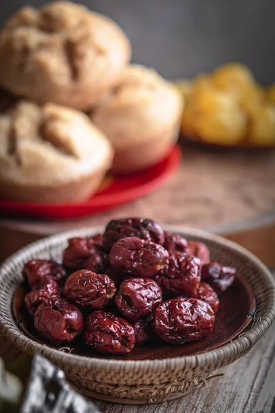 Dried red date or Chinese jujube. Traditional herbal medicine sp