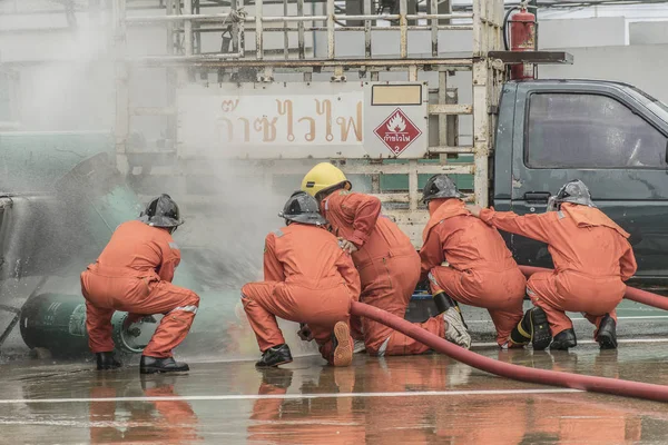 Utbildning och praktik brandförebyggande planer, LPG gaslagring, au — Stockfoto