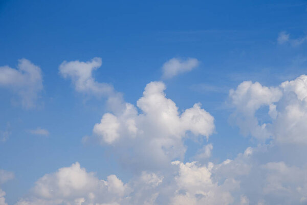 Blue sky with white clouds, clear blue sky with plain white clou