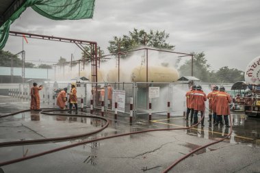 Lampang Tayland 30 Ağustos 2018, Eğitim ve uygulama yangın preve