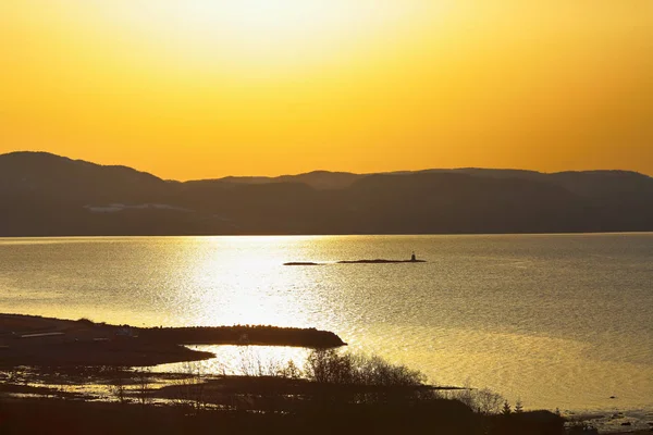 Sunset atTrondheim fjord — Stock Photo, Image