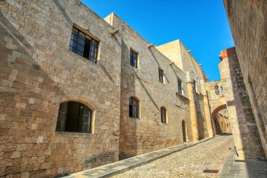 Rodos'taki eski kentteki Sokak, Yunanistan 