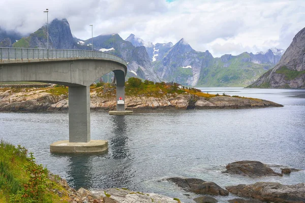 Lofoten islands, the bridge between village Reine and Hamnoeya