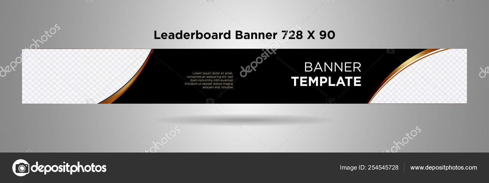 Banner Leaderboard 728X90 Ouro Preto Uso Vetor Design Simples Para  vetor(es) de stock de ©eldr.design 254545728