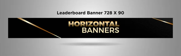 Banner Classifica 728X90 Oro Nero Semplice Design Vettoriale Uso Tag — Vettoriale Stock