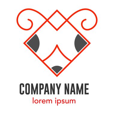 simpel çizgi logo_vektör kırmızı renkte izole