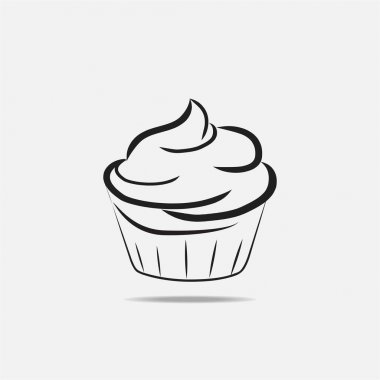 cupcake clipart vektör siyah renk izole beyaz arka plan