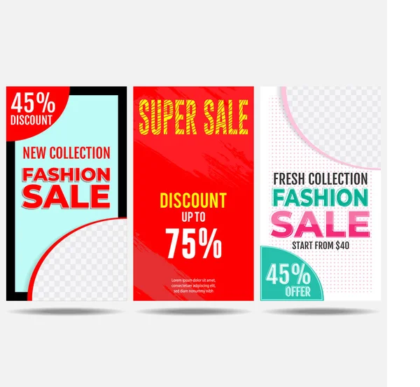 Set Banner Promotion Shopping Label Business Social Media Discount Promotion — Stock Vector