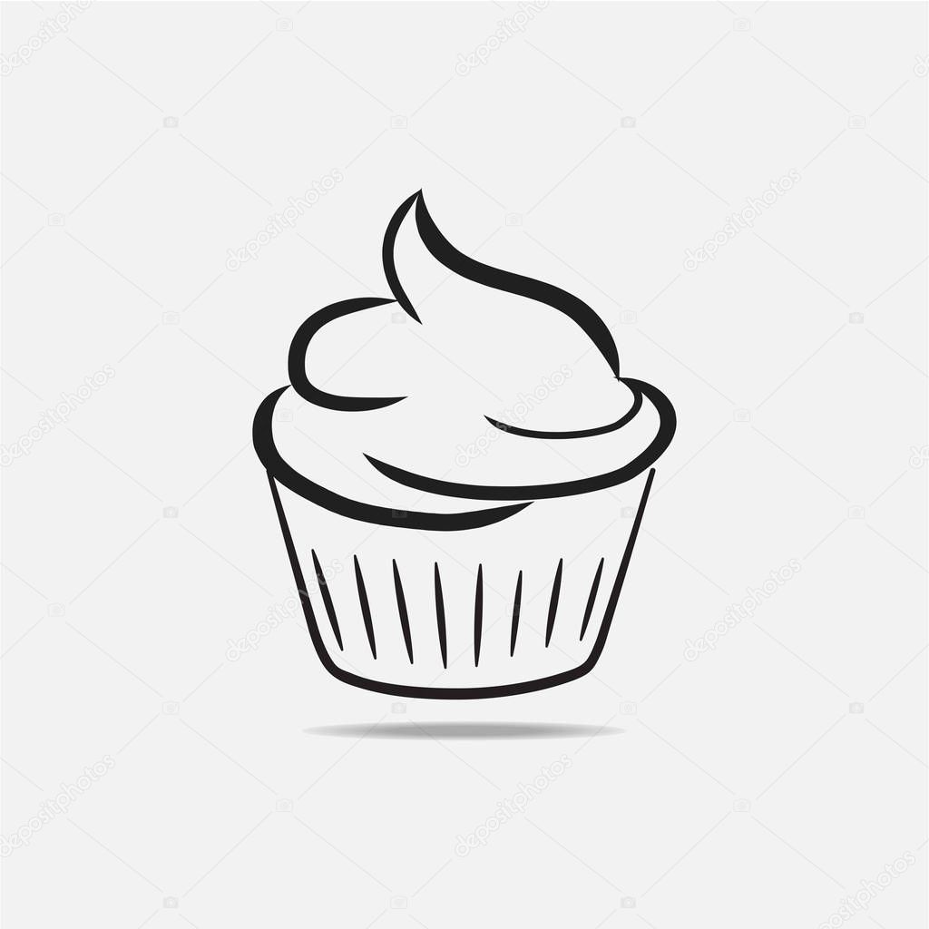 Cupcake clipart vector black color isolated white background