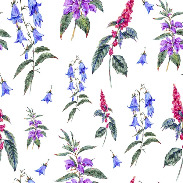 Aquarell Sommer nahtlose Muster von Heilblumen — Stockfoto