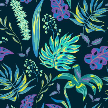 Vektör yaz tropikal yaprak, egzotik tebrik kartı