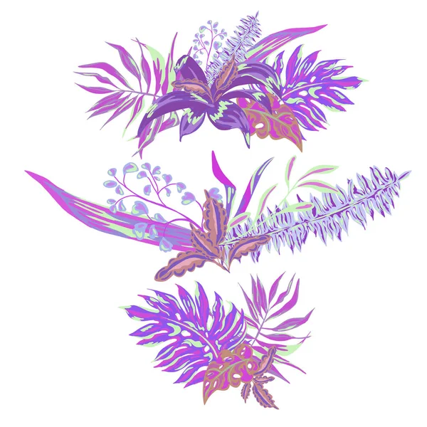 花輪のビンテージ ベクトル夏セット — ストックベクタ