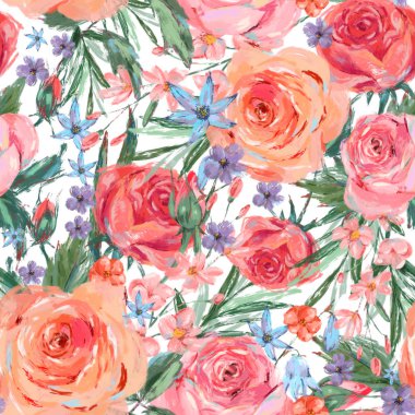 Vintage seamless modeli wuth pembe güller