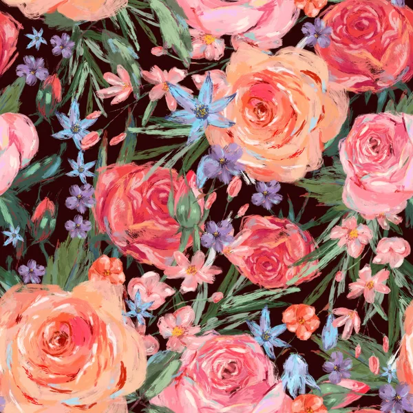 Винтажный бесшовный рисунок с розовыми розами — стоковое фото