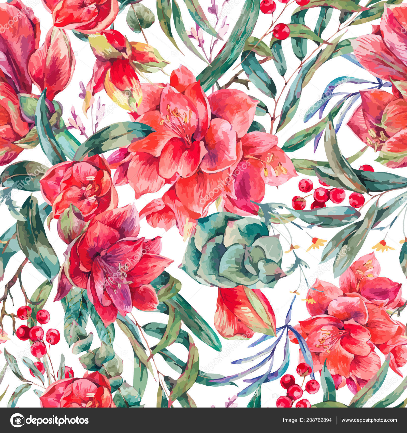 Patrón sin costura floral vectorial de flores rojas Amaryllis vector, gráfico vectorial © Depiano imagen #208762894 Patrón sin costura floral vectorial de flores rojas Amaryllis vector, gráfico vectorial © Depiano imagen #208762894