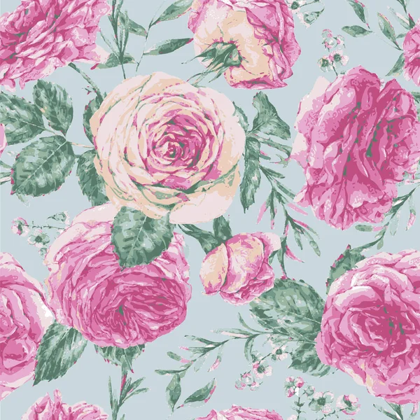 Vector vintage bloemen wenskaart met roze rozen — Stockvector