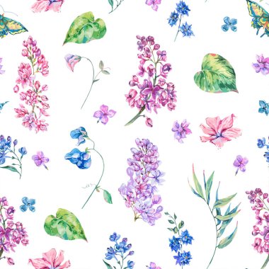 Vektör vintage çiçek seamless modeli pembe Lila ile