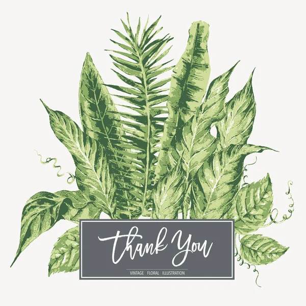 Vektör şablon kartı yeşil tropikal yaprak