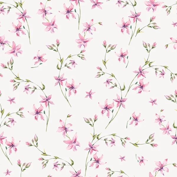 Векторный винтажный цветочный бесшовный узор с розовыми полевыми цветами . — стоковый вектор