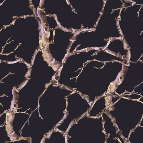 Акварель зима вінтажний ботанічний безшовний візерунок, натуральна текстура — стокове фото