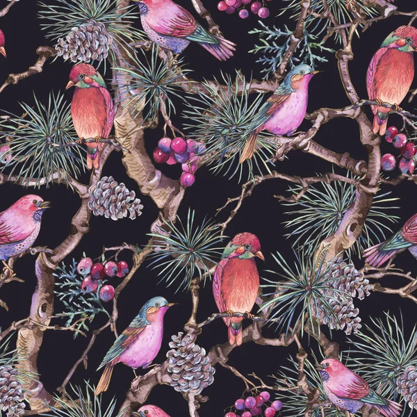 Karácsonyi Vintage virágos üdvözlés Seamless Pattern, új év december — Stock Fotó