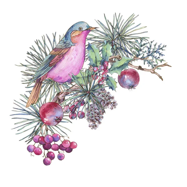 Рождественская винтажная цветочная открытка, новогоднее украшение с — стоковое фото